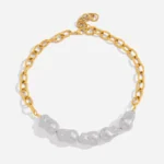 Elegant 18K Gold Stainless Steel Baroque Pearl Necklace - Image 3