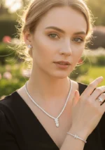 Floral Crystal Pendant Jewelry Set - Image 5