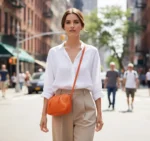 Pebbled Orange Crossbody Bag - Image 3